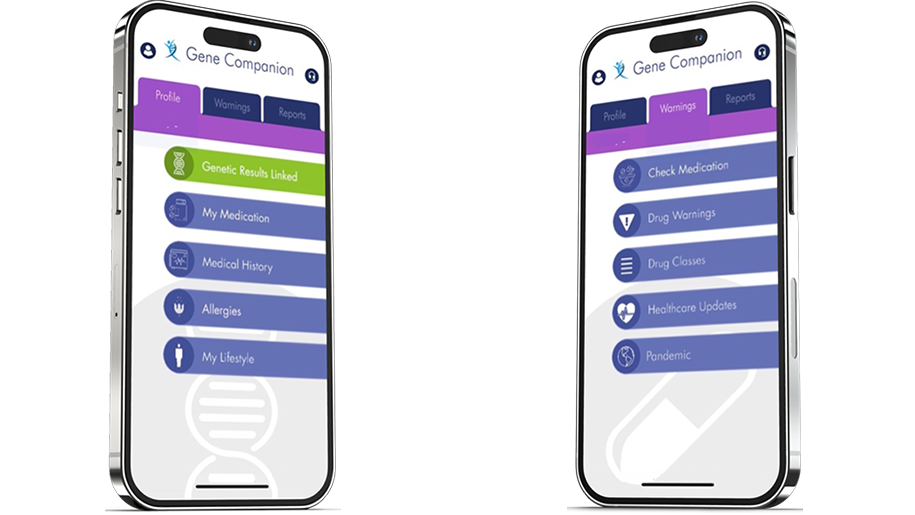 Gene Companion mobile Banner - App Screens